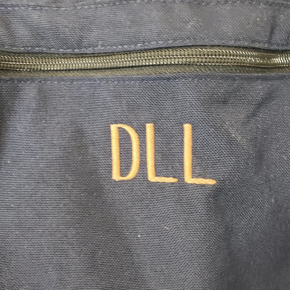 LL Bean Vintage Navy Blue Canvas and Leather Messenger Bag Suitcase No‎ Strap